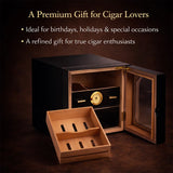 Armario Humidor para Puros de Lujo al por Mayor con Acabado Negro Brillante Tipo Piano, de Madera de Cedro, Estuche de Almacenamiento Hidratante para Bar y Banquetes