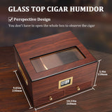 CIGARLOONG Humidor Portátil de Gran Capacidad de Madera de Cedro de Doble Capa Comercial con Higrómetro y Humidificador Incorporados