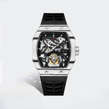 Montres De Luxe Luxury Carbon Fiber Tourbillon Watch Tonneau Shape Men's Mechanical Watch