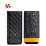 Estuche de lujo de cuero para humidor de cigarros, caja de cigarros portátil de viaje con cortador incorporado, diseño a prueba de humedad al por mayor