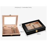 Luxury Portable Black Wooden Cigar Humidor Display Cabinet Box with Hygrometer and Humidifier Sealed Lock Buckle for 16 Cigars