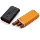 Estuche de lujo de cuero para humidor de cigarros, caja de cigarros portátil de viaje con cortador incorporado, diseño a prueba de humedad al por mayor