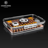 CIGARLOONG boîte à cigares transparente scellée et nourrie peut contenir 30 cigares, avec hygromètre intégré Cave à cigares