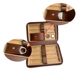 Humidor à cigares de luxe en cuir avec logo personnalisé et finition laquée, étui de voyage portable avec surface polie et humidificateur