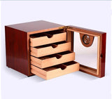 Luxury Red or Black Cedar Wood Cigar Humidor Cabinet Storage Box Hygrometer Humidifier