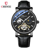 New CHENXI Mechanical Watches Top Brand Luxury Leather Strap Fashion Business Watch for Men Skeleton Automatic Watch Luminous