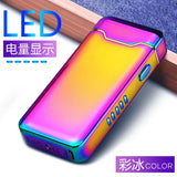 New Ignition Arc USB Electric Lighter Metal Rechargeable Cigar Lighter Battery Display Big Flame Lighter Gift