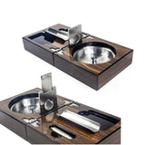 Cenicero Cortador Perforador de Cigarros Plegable Portátil con Acabado de Madera y Pintura de Piano Caja de Regalo Accesorios de Lujo para Cigarros Humidor Caja de Cigarros