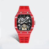 Montres De Luxe Luxury Carbon Fiber Tourbillon Watch Tonneau Shape Men's Mechanical Watch