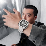 Luxury Fashion Transparent Sports Chronograph Men Water Resist Yellow Color Quartz Customized Watches