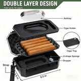 Portable Travel Cigar Case Humidor Box with Hygrometer Humidifier Airtight Design Holds 10 Cigars for Outdoor Use