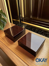 Large Capacity Classic African Teak High-gloss Piano Finish Moisture-Proof Handmade Cigar Cabinet Luxurious Lacquer Humidor Box