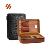 Hot Selling Crocodile Pattern Leather Cigar Humidor Case Portable Travel Waterproof Zipper Cigar Holder Luxury Gift for Men