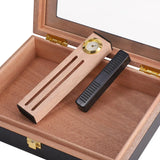 Luxury Portable Black Wooden Cigar Humidor Display Cabinet Box with Hygrometer and Humidifier Sealed Lock Buckle for 16 Cigars