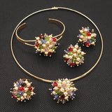 Yulaili ensembles de bijoux en or multicolore de Dubaï de haute qualité pour femmes, perles africaines, mode, ras-du-cou, boucles d'oreilles, Bracelet, bague