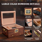 CIGARLOONG Humidor Portátil de Gran Capacidad de Madera de Cedro de Doble Capa Comercial con Higrómetro y Humidificador Incorporados
