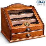 Humidor de puros de fibra de carbono lacada, cedro español de alta calidad, caja hecha a mano, estuche de escritorio vintage, humidificador, puros multicapa
