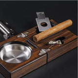 Cenicero Cortador Perforador de Cigarros Plegable Portátil con Acabado de Madera y Pintura de Piano Caja de Regalo Accesorios de Lujo para Cigarros Humidor Caja de Cigarros