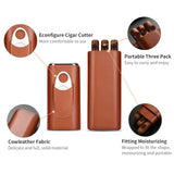 High Quality Leather Cigar Case Box 3-Finger Portable Travel Case Humidors With Cigar Cutter for Outdoor