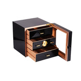 Luxury Red or Black Cedar Wood Cigar Humidor Cabinet Storage Box Hygrometer Humidifier