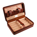Luxury Portable Cigar Humidor, Genuine Leather Travel Case with Humidifier, 4-6 Cigar Capacity Custom Logo