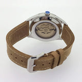 men automatic watch,mens watches PARNIS man mechanical wristwatch waterproof luminous clock leather strap relogio luxury brand