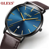 2025 Sports Wrist Watch OLEVS Luxury  Men's Quartz Analog Display Date Watches Casual Genuine Leather Swim Watch Thin for Men