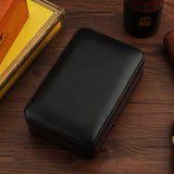 Custom Personalized Gift Waterproof 4-Finger Portable Travel Wood Tray Holder Leather Cigar Cases/Humidors Box Bag