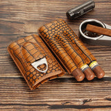 Wholesale Personalized Portable Cigar Travel Box Customized Tobacco Storage Tube Leather Cigar Humidor Case with Cutter