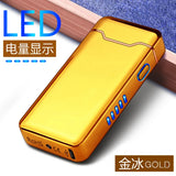 New Ignition Arc USB Electric Lighter Metal Rechargeable Cigar Lighter Battery Display Big Flame Lighter Gift