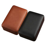 Custom Personalized Gift Waterproof 4-Finger Portable Travel Wood Tray Holder Leather Cigar Cases/Humidors Box Bag