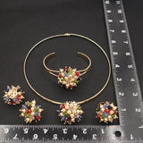Yulaili ensembles de bijoux en or multicolore de Dubaï de haute qualité pour femmes, perles africaines, mode, ras-du-cou, boucles d'oreilles, Bracelet, bague