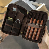 Handmade Crazy Horse Genuine Leather Cigar Storage Box Waterproof Travel Customizable Laser Logo Low MOQ Humidors