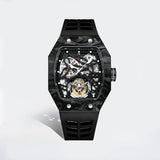 Montres De Luxe Luxury Carbon Fiber Tourbillon Watch Tonneau Shape Men's Mechanical Watch