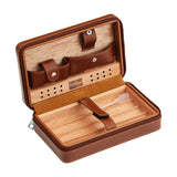 Custom Personalized Gift Waterproof 4-Finger Portable Travel Wood Tray Holder Leather Cigar Cases/Humidors Box Bag