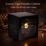 Armario Humidor para Puros de Lujo al por Mayor con Acabado Negro Brillante Tipo Piano, de Madera de Cedro, Estuche de Almacenamiento Hidratante para Bar y Banquetes