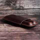 Factory Price Portable Genuine Leather Cigar Box Travel Humidor Holder 2 Tube Cigar Case Leather