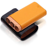 Estuche de lujo de cuero para humidor de cigarros, caja de cigarros portátil de viaje con cortador incorporado, diseño a prueba de humedad al por mayor