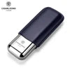 CIGARLOONG Étui à Cigares en Acier Inoxydable Humidor Anti-pression Cuir de Luxe Humidification Portable Humidor de Voyage