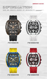 Luxury Fashion Transparent Sports Chronograph Men Water Resist Yellow Color Quartz Customized Watches
