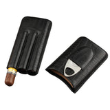 Wholesale Personalized Portable Cigar Travel Box Customized Tobacco Storage Tube Leather Cigar Humidor Case with Cutter