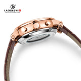 Luxury Charm Fancy Moon Phase Rose Gold Automatic Mechanical Leather Wrist Watches for Men Waterproof