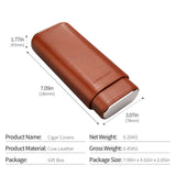 High Quality Leather Cigar Case Box 3-Finger Portable Travel Case Humidors With Cigar Cutter for Outdoor