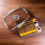 CIGARLOONG boîte à cigares transparente scellée et nourrie peut contenir 30 cigares, avec hygromètre intégré Cave à cigares