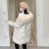 Autumn Winter New Down Cotton Jacket Women Korean Mid-Long Cotton-Padded Thick Warm Parkas Hooded Coat Female Casual Ladies Tops