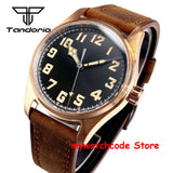 Tandorio Real Cusn8 Bronze Watch for Men 20Bar Waterproof Automatic Pilot Watch Vintage Wristwatch NH35A PT5000 Military Relojes