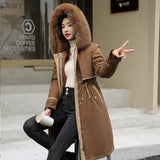 Women Parka Winter Jacket 2023 New Snow Wear Long Parkas Fur Hooded Jackets Female Fur Lining Thick Distachable Puffer Coat