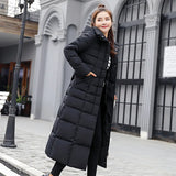 Women's Thickened Long down Cotton Jacket Winter Hot Sale Of The Season Korean Style Large Fur Collar Slim Fit Coat with Belt...
