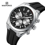 Montre de sport pour homme NAVIFORCE, étanche, avec bracelet en silicone, chronographe, de marque de luxe, à quartz lumineux.