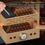 Cigar Humidor, with Cigar Accessory Drawer and 2 Humidifiers, Lighted Control Magnetic Door Desktop Cigar Humidor Cabinet